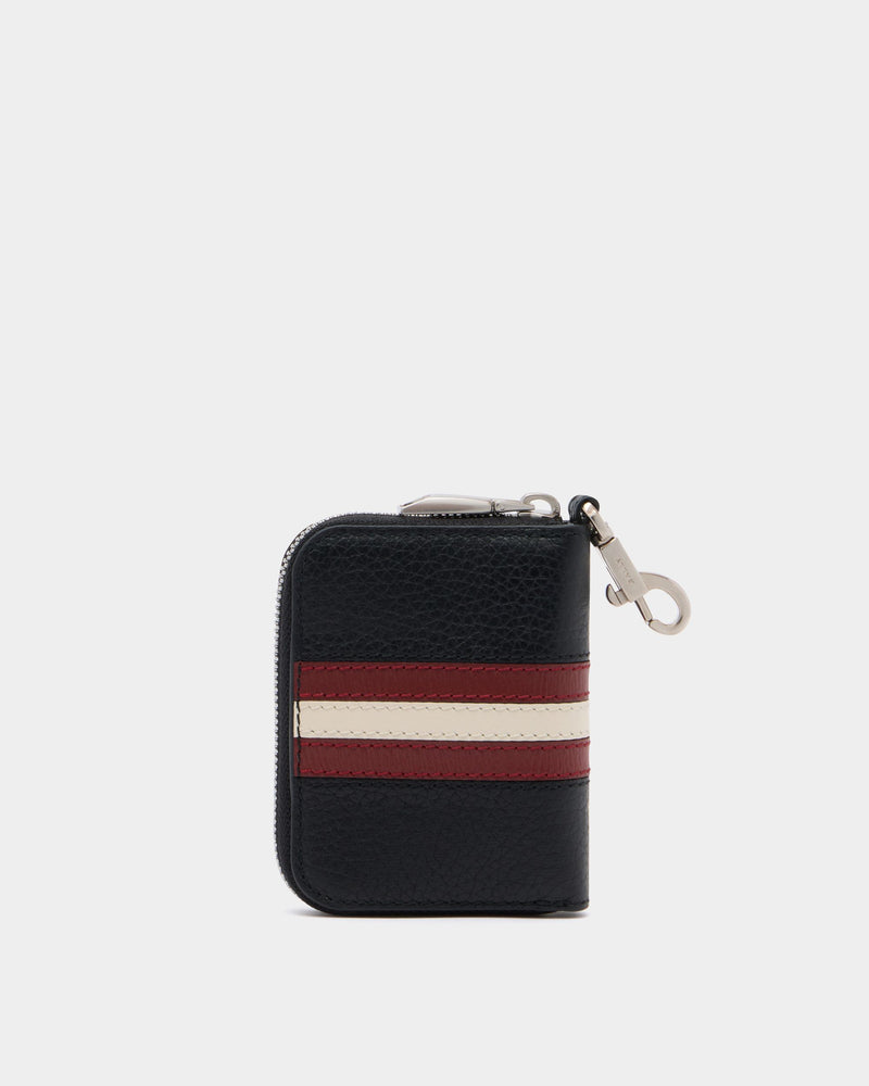 Ribbon Key Holder in Black Grained Leather