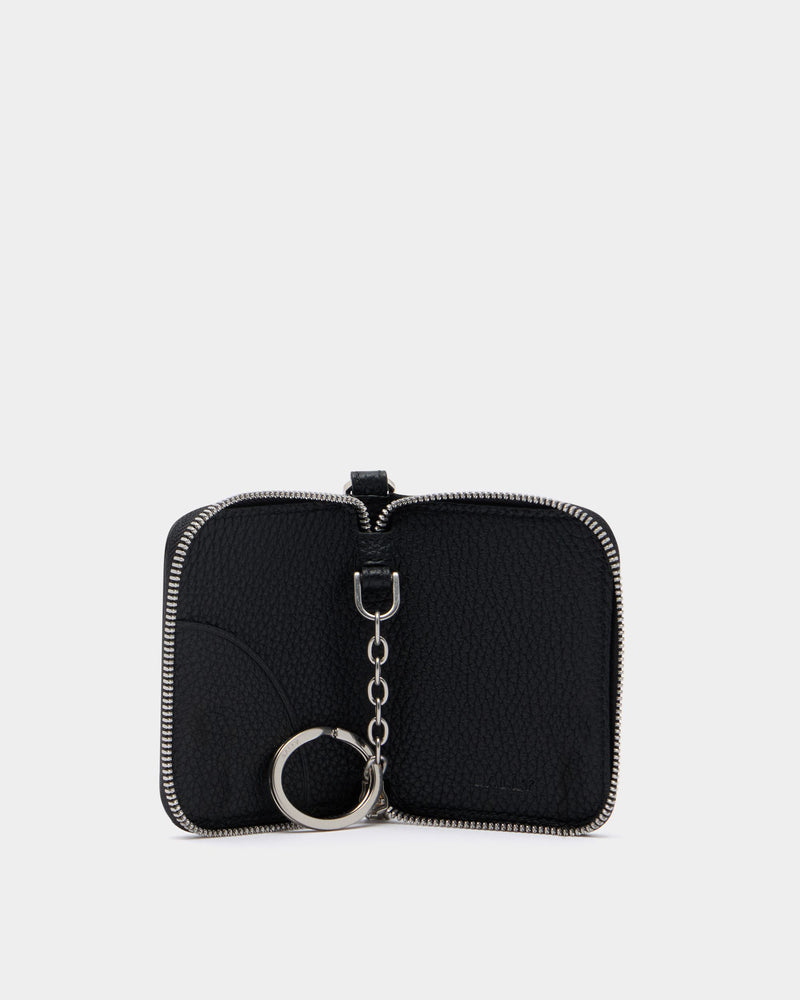 Ribbon Key Holder in Black Grained Leather