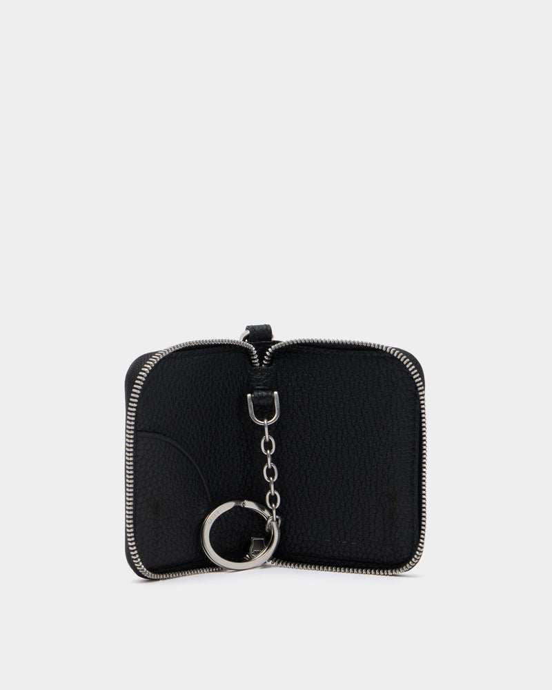 Ribbon Key Holder in Black Grained Leather
