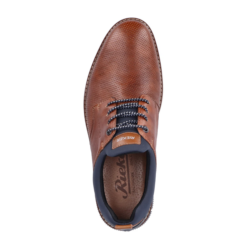 Rieker Dustin 50 Lace Up (Men) - Nut/Blue Dress-Casual - Oxford - The Heel Shoe Fitters