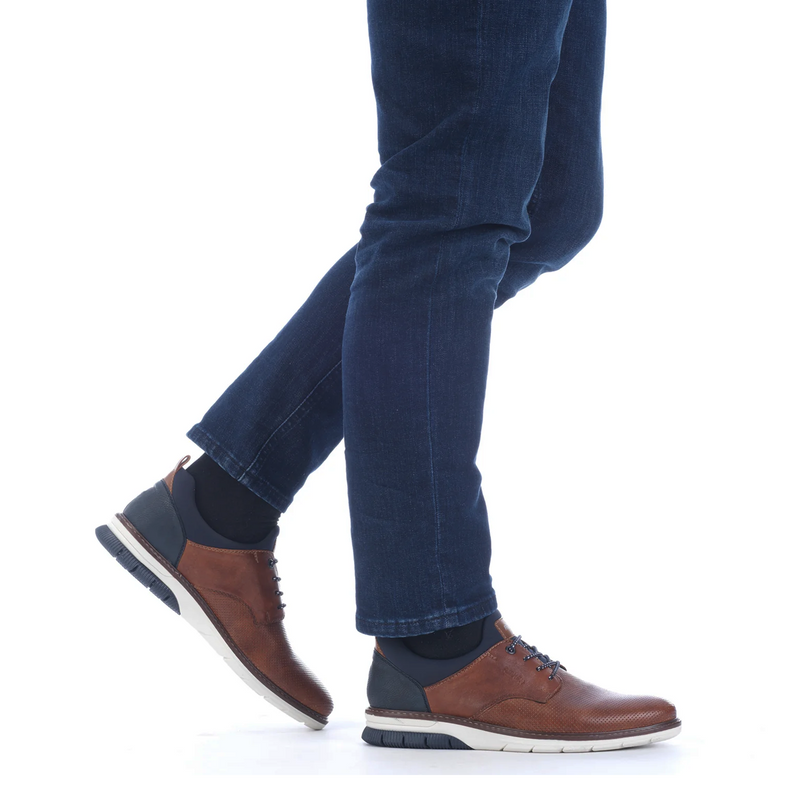 Rieker Dustin 50 Lace Up (Men) - Nut/Blue Dress-Casual - Oxford - The Heel Shoe Fitters