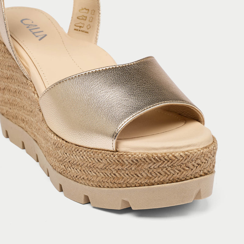 rosa champagne wedges for bunions tip view