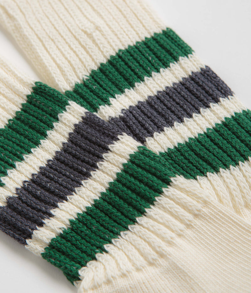 RoToTo Coarse Ribbed Socks in Green and Charcoal