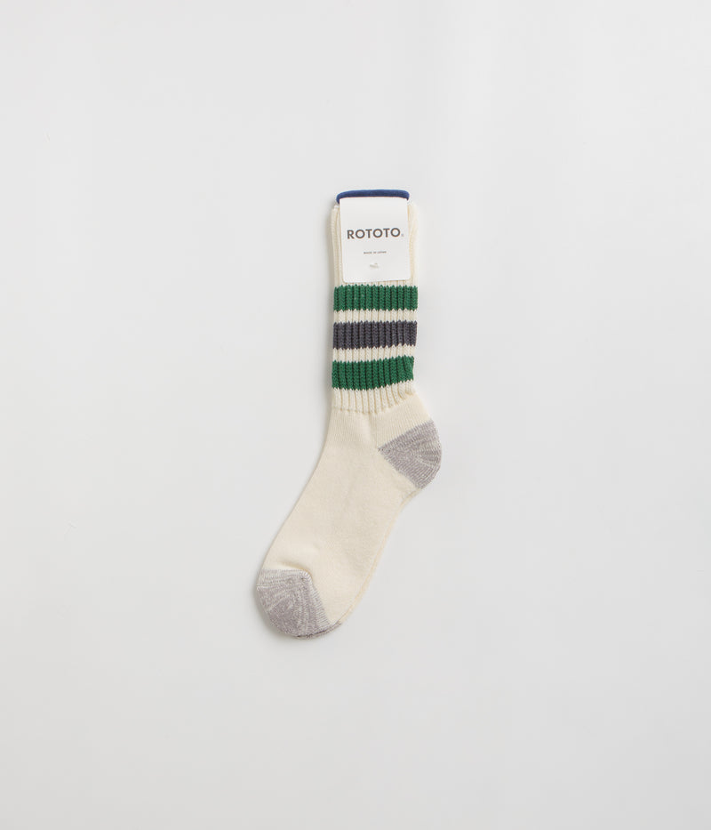 RoToTo Coarse Ribbed Socks in Green and Charcoal