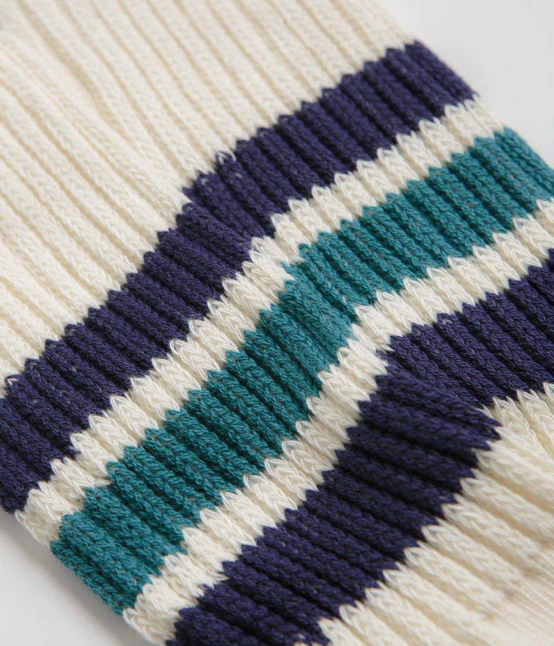 RoToTo Coarse Ribbed Socks in Navy Blue and NW Green