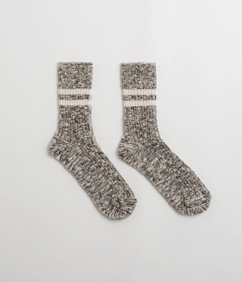RoToTo OG Cotton Slub Stripe Socks in Black