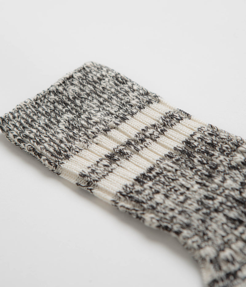 RoToTo OG Cotton Slub Stripe Socks in Black