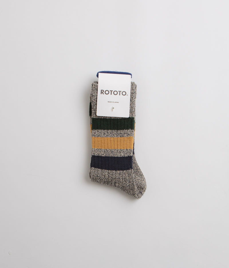 RoToTo Park Stripe Socks in Dark Grey