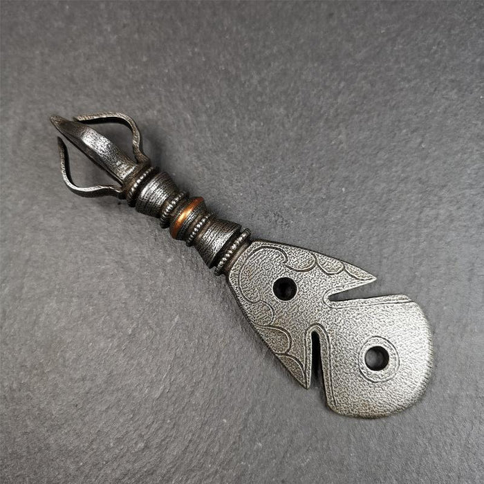 Round Kartika Knife 4.0" - Tibetan Buddhist art, detailed view