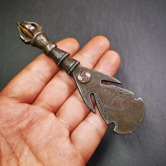 Round Kartika Knife 4.33" - Tibetan Buddhist art, view 8