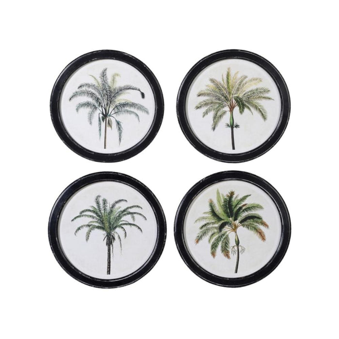 set of four round palm pictures