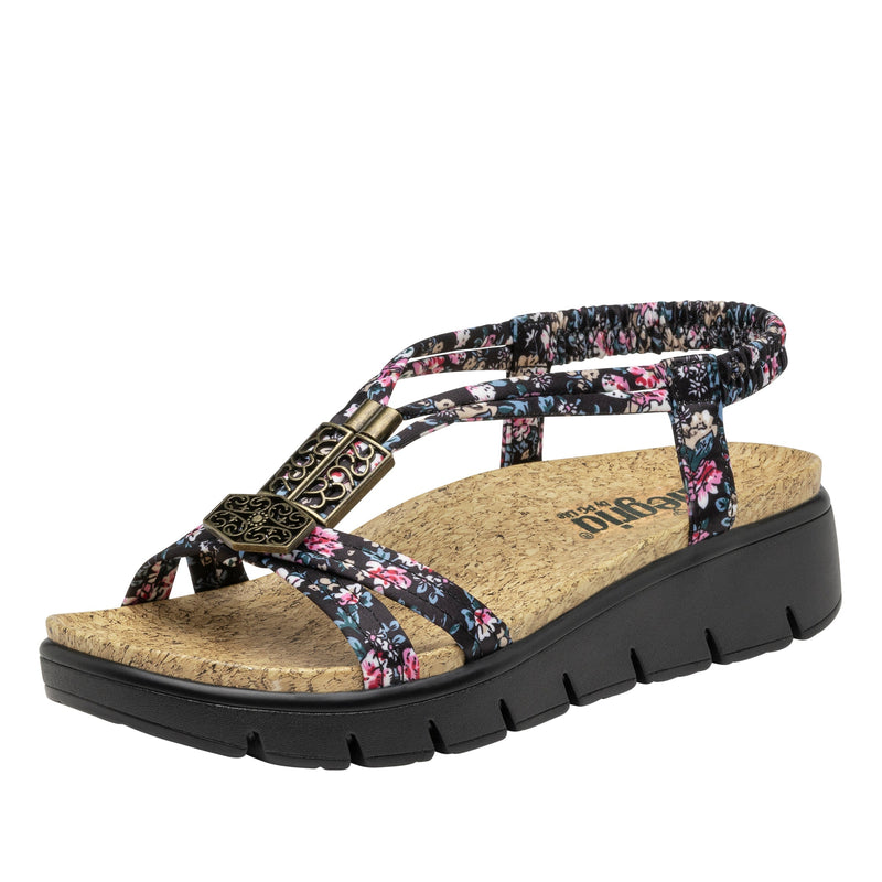 Roz Charm Black Sandal | Alegria Shoes