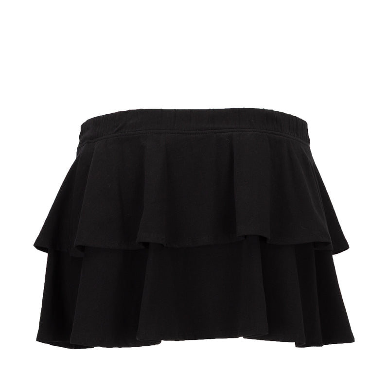 Youth black tiered ruffle skirt, full A-line flare