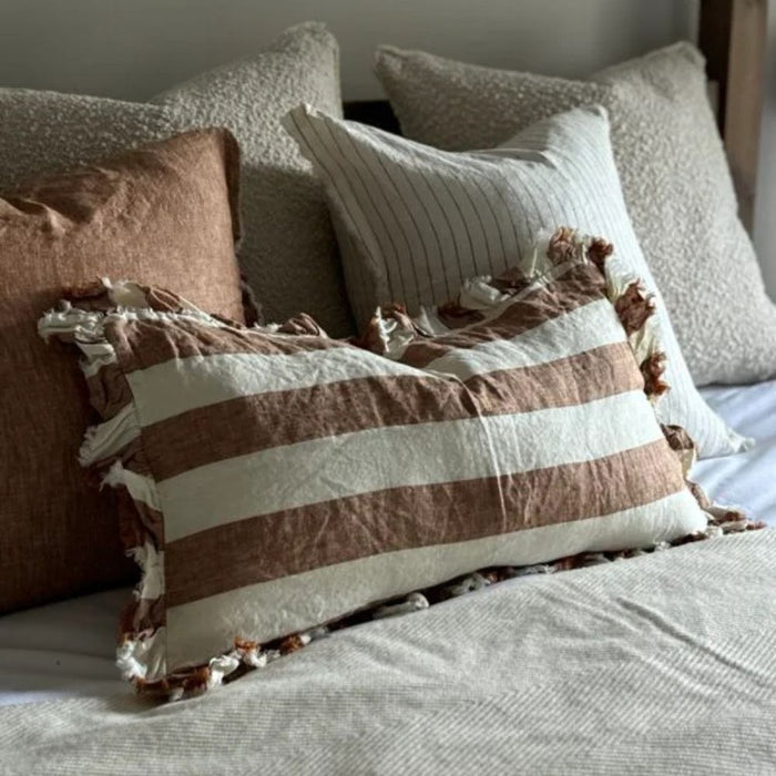 Rust Wide Stripe Cushion