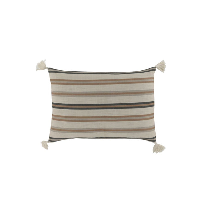 Rustic stipes tasseled cushion