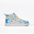 The BILLY Footwear Kids'/Toddler CS High is a blue high top sneaker with white laces, an easy side zipper for adjustable fit, and a white rubber sole, shown on a plain white background.