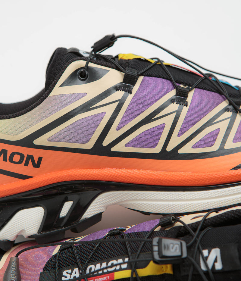 Salomon XT-6 Shoes in Black and Almond Cream / Dragon Fire