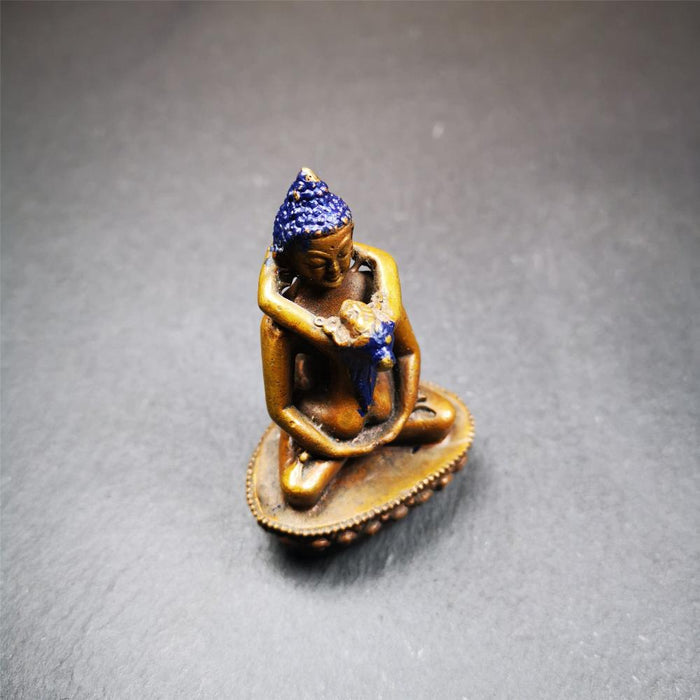 Samantabhadra in Yab Yum 2.4" - Tibetan Buddhist statue, detailed view