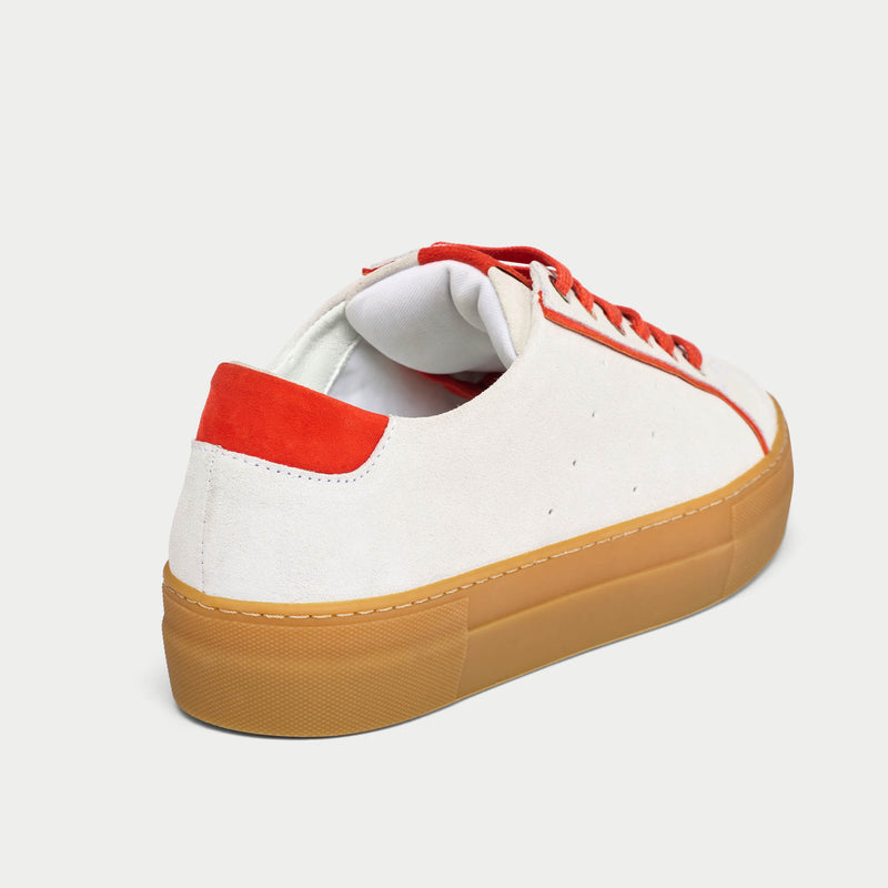 Saturn - Cream & Orange Suede Wide Fit Sneakers