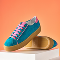 Saturn - Teal & Magenta Suede Wide Fit Sneakers