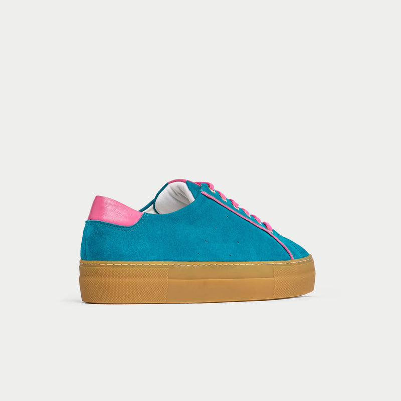 Saturn - Teal & Magenta Suede Wide Fit Sneakers