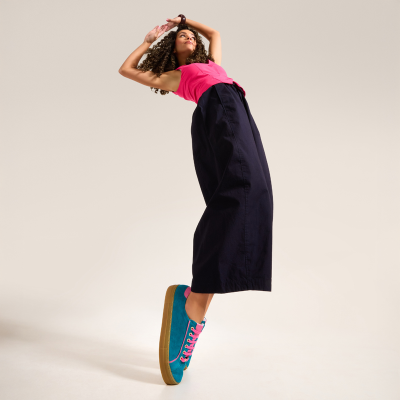 Saturn - Teal & Magenta Suede Wide Fit Sneakers