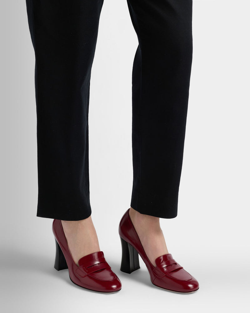 Saule Loafer Pump in Ruby Red Leather