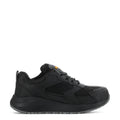 Black women's athletic safety sneaker with lace-up closure and cushioned midsole