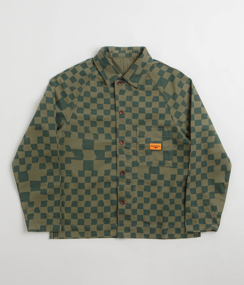 Service Works Drill Printed FOH Jacket in Olive Checker