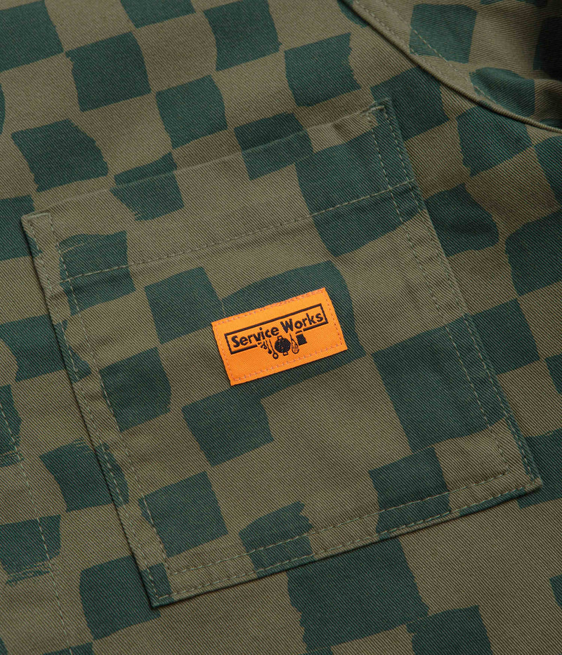 Service Works Drill Printed FOH Jacket in Olive Checker