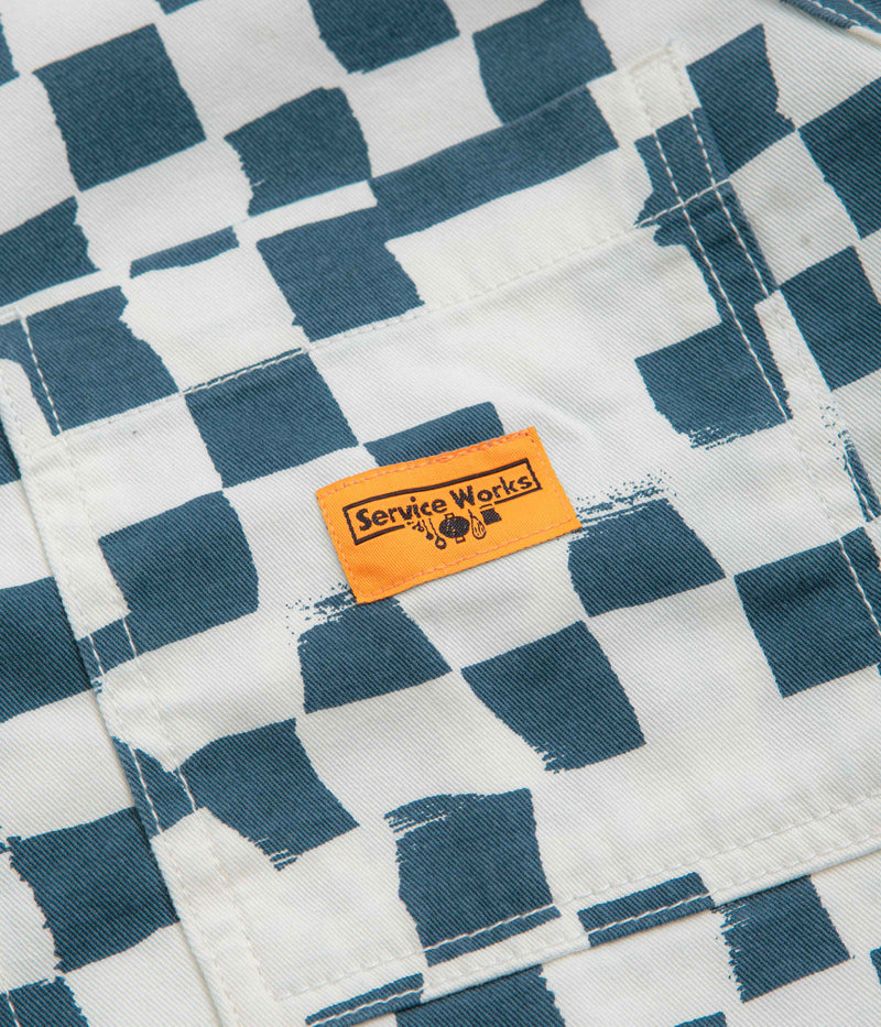Service Works Drill Printed FOH Jacket in Teal Checker