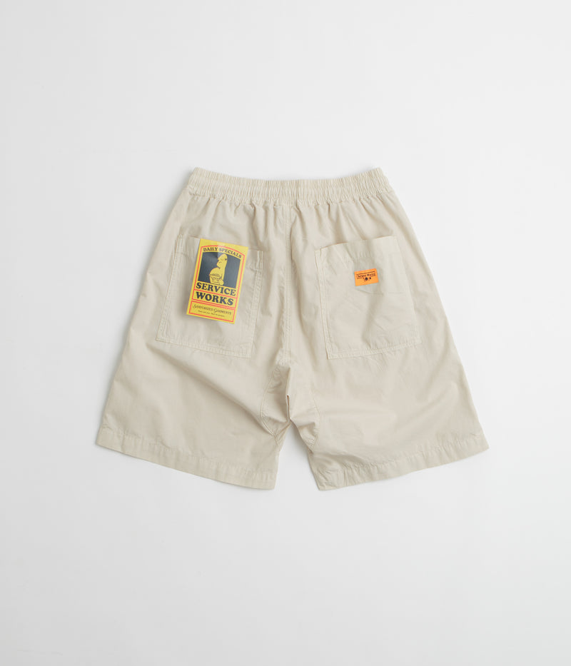 Service Works Poplin Chef Shorts in White Oak