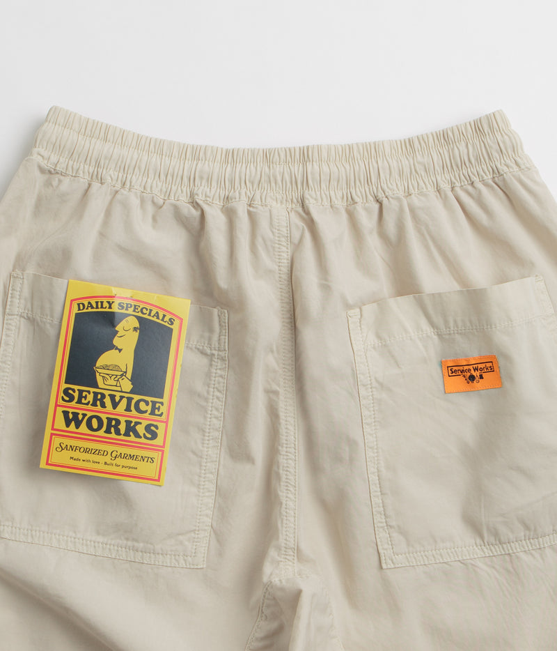 Service Works Poplin Chef Shorts in White Oak