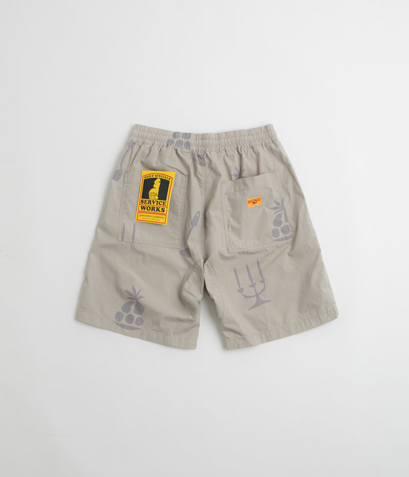 Service Works Poplin Printed Chef Shorts in Stone