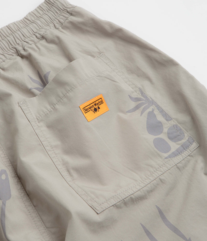 Service Works Poplin Printed Chef Shorts in Stone