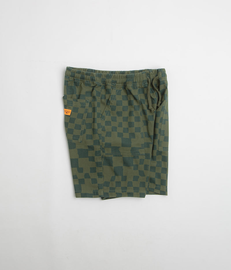 Service Works Printed Chef Shorts in Olive Checker