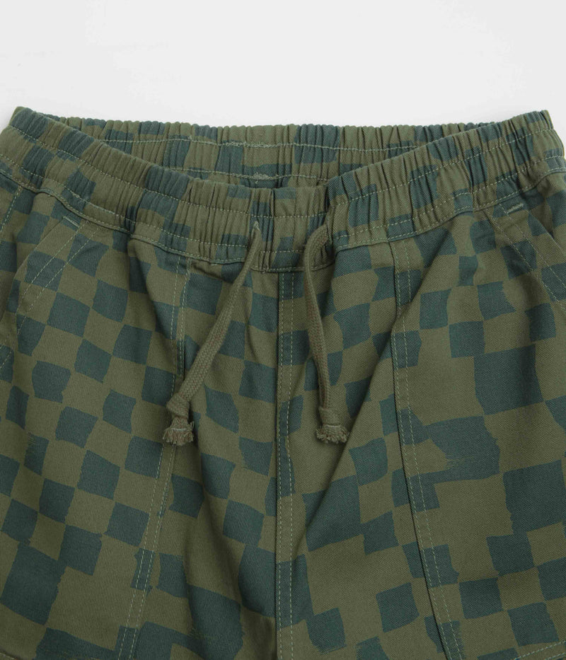 Service Works Printed Chef Shorts in Olive Checker