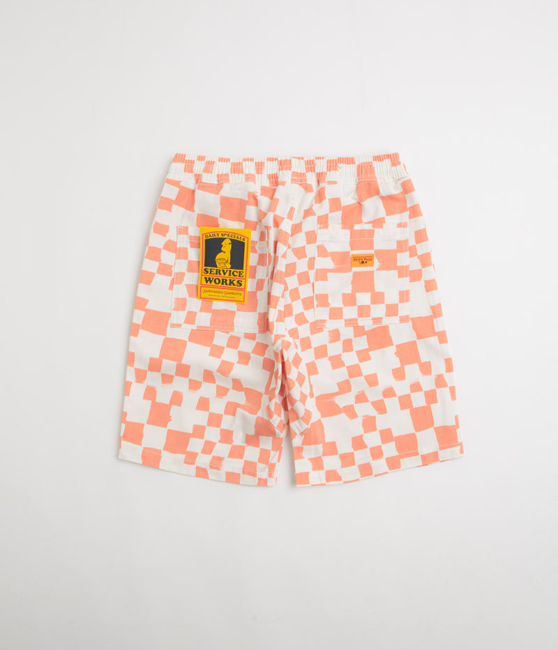 Service Works Printed Chef Shorts in Salmon Checker