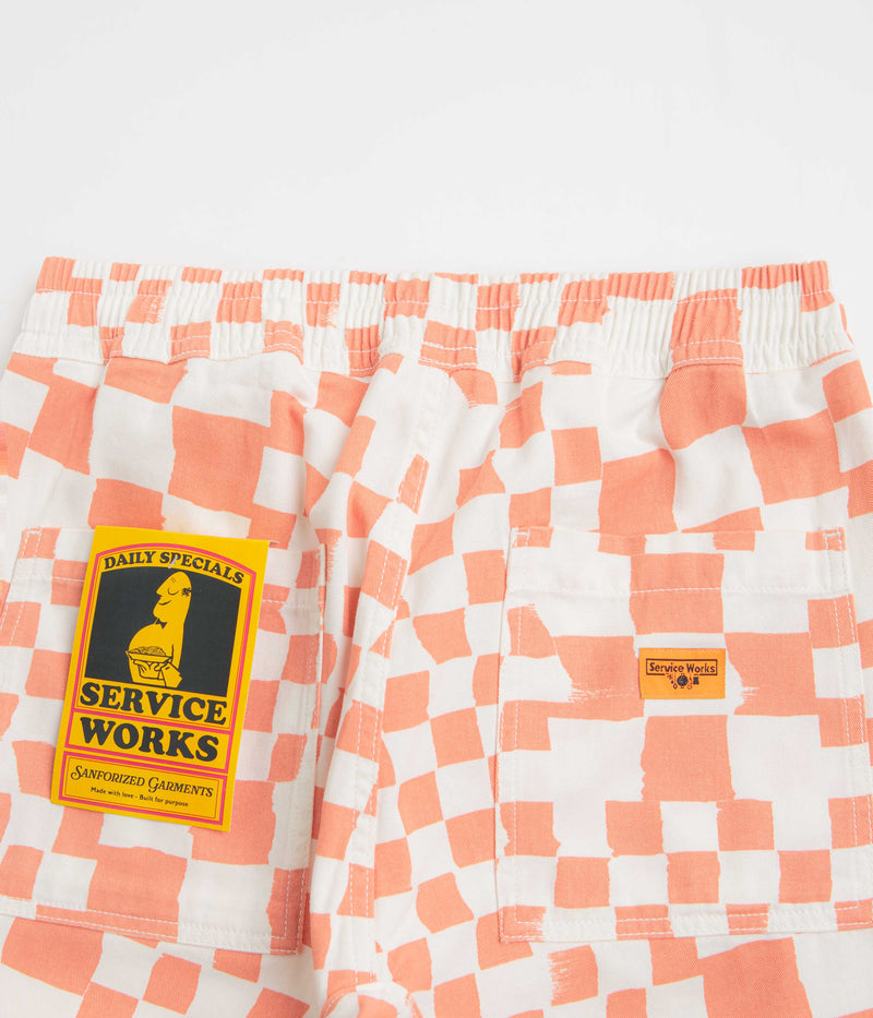 Service Works Printed Chef Shorts in Salmon Checker