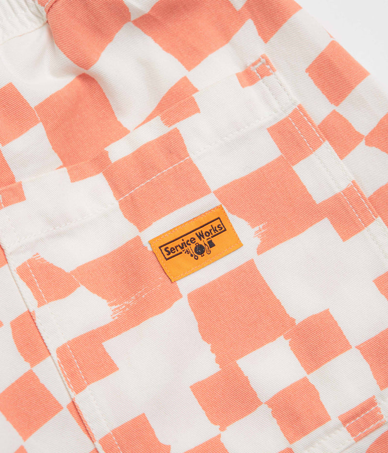 Service Works Printed Chef Shorts in Salmon Checker