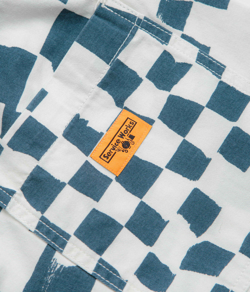 Service Works Printed Chef Shorts in Teal Checker