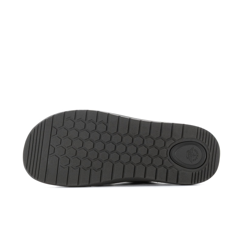 Black rubber outsole for men's slide sandals with honeycomb tread