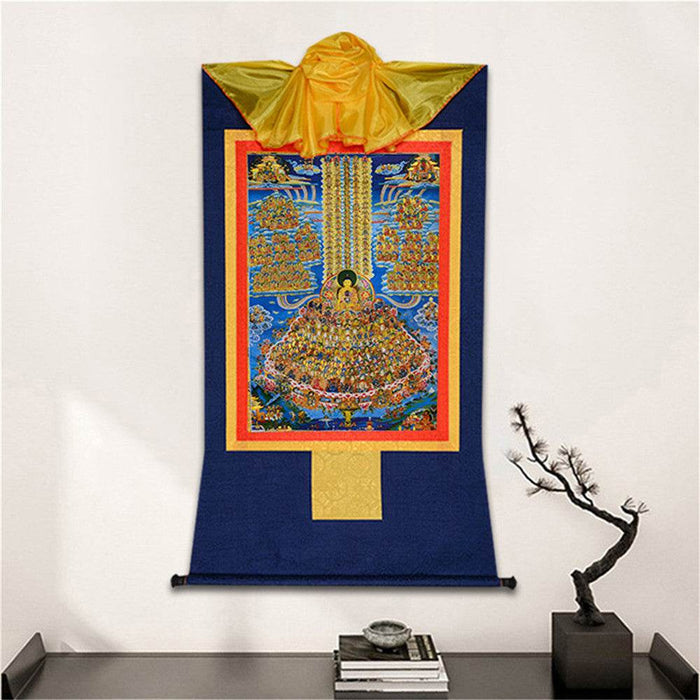 Shakyamuni Refuge Tree - Tibetan thangka painting, detailed view