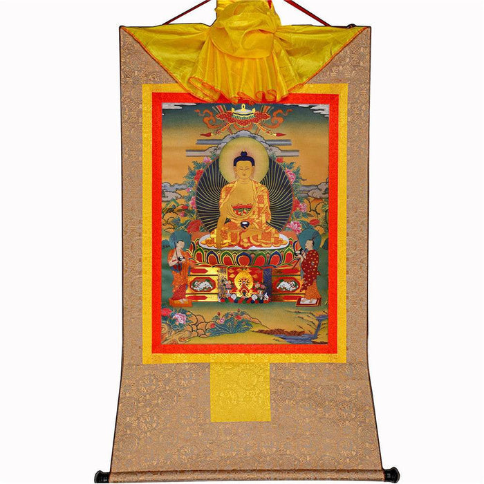 Shakyamuni,Gautama Buddha - Tibetan thangka painting, view 8