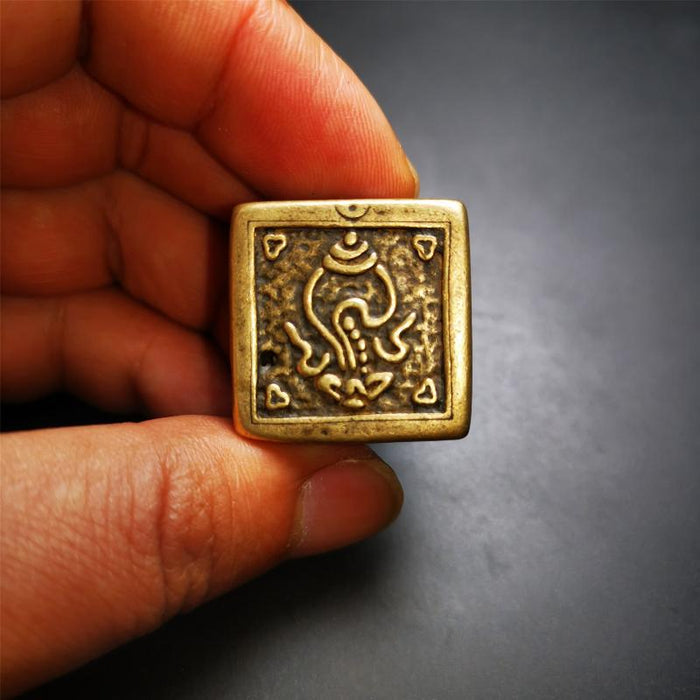 Shankha,Divine hConch Seal,1.18" - Tibetan Buddhist art, close-up detail