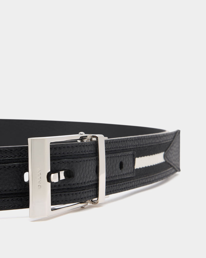 Shiffie 35 mm Reversible Belt in Black and Bone Fabric And Leather