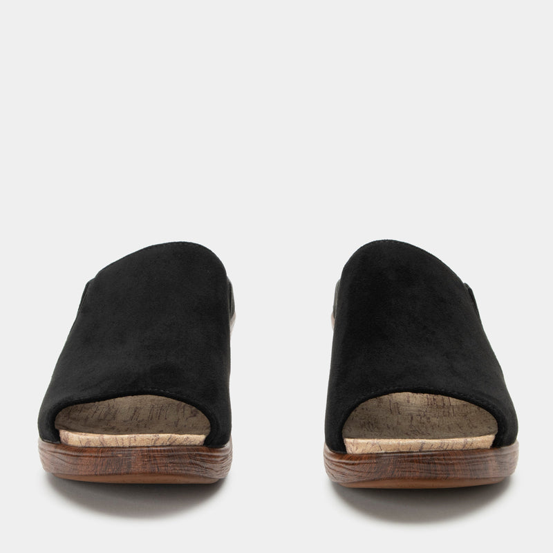 Shilaine Stretch Black Sandal | Alegria Shoes