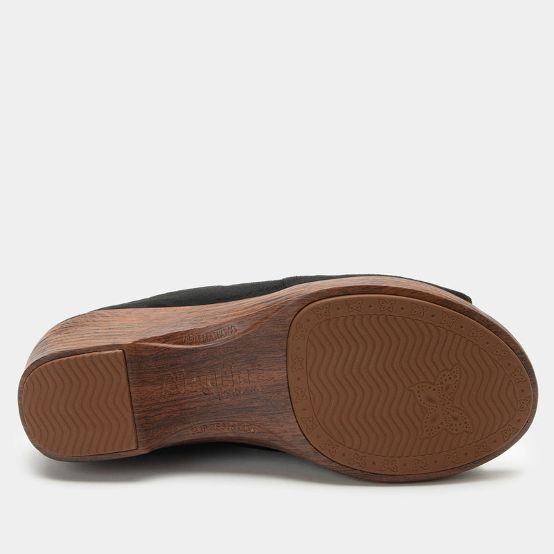 Shilaine Stretch Black Sandal | Alegria Shoes