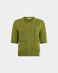 Short Sleeve Cardigan in Matcha Green Cotton And Silk