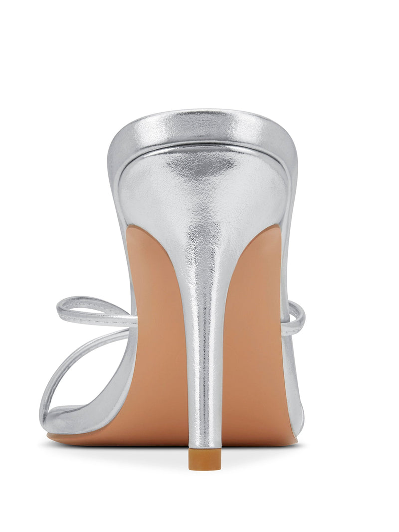 Femme LA Sicilian Slipper in Platinum – rear view showing silver metallic heel and nude outsole